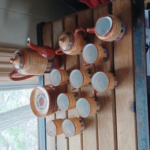 Vintage Japanese 1000 faces geisha lithophane porcelain demitasse 22 pc. Set